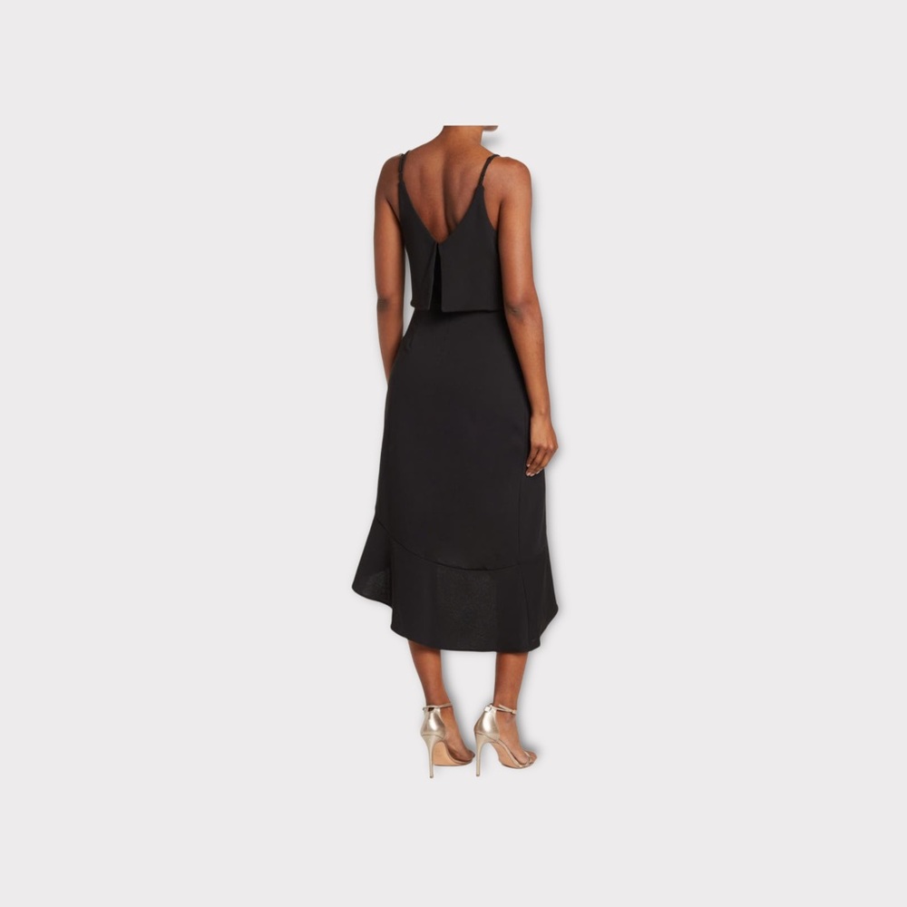 Vanity Room Popover Asymmetrical Hem Sleeveless Black Dress - Picture 2 of 7